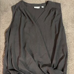 Gray Sleeveless Blouse with Subtle bling